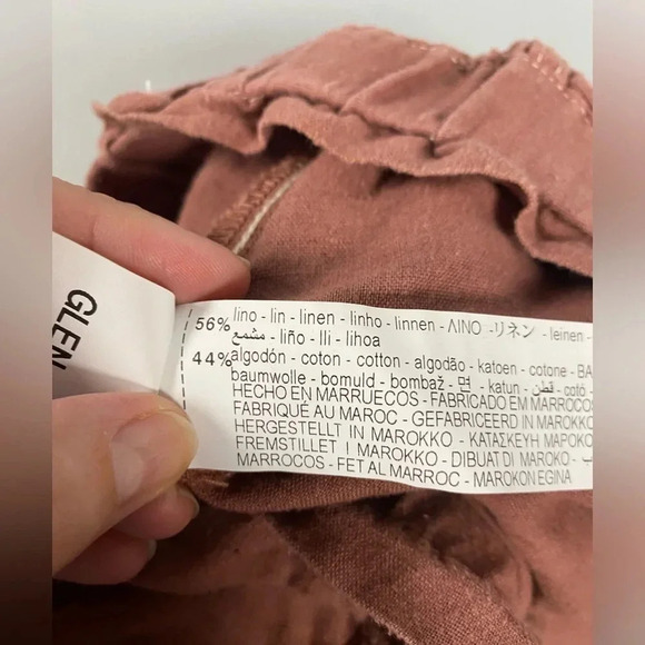 Zara Linen Blend Paperbag Shorts Front Buttons Back Pocked High Waist Size Small - Picture 7 of 7